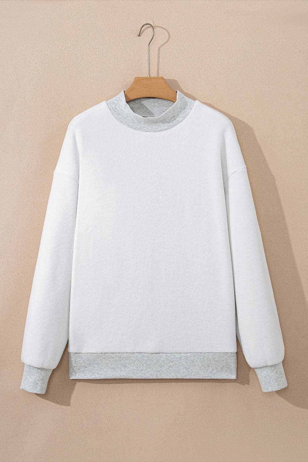 Apricot Oversize Drop Shoulder Reversible Mock Neck Sweatshirt