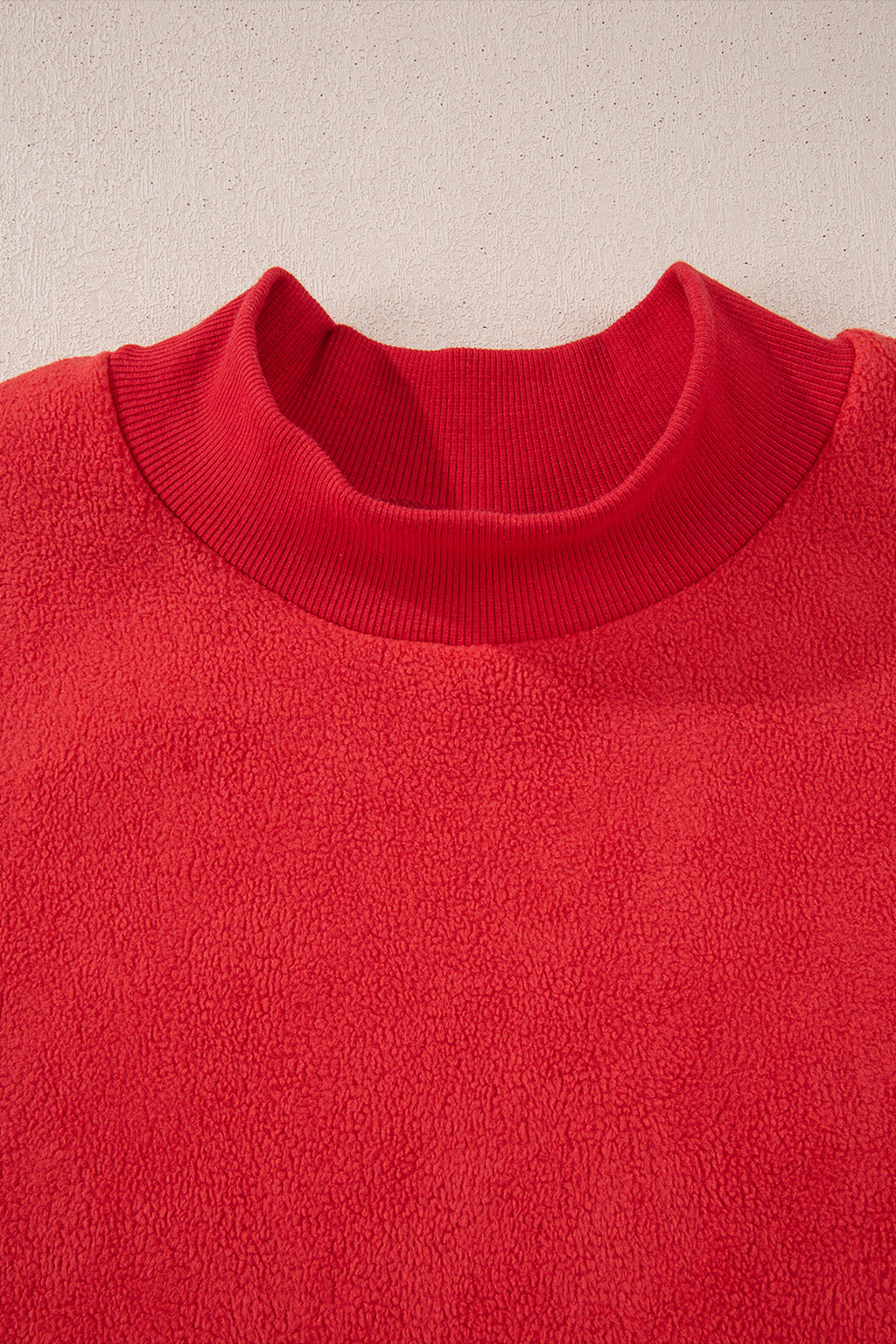 Apricot Oversize Drop Shoulder Reversible Mock Neck Sweatshirt