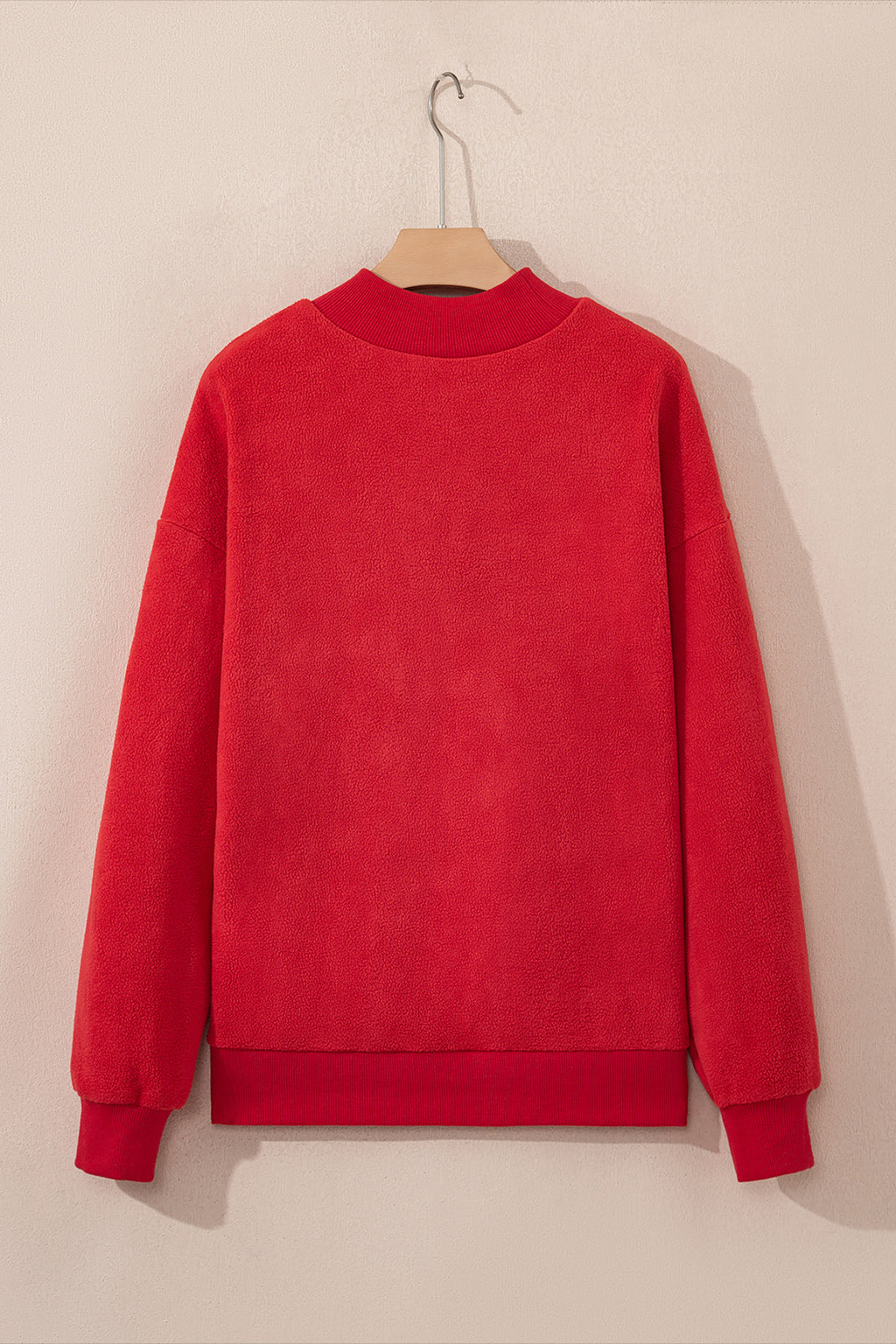 Apricot Oversize Drop Shoulder Reversible Mock Neck Sweatshirt