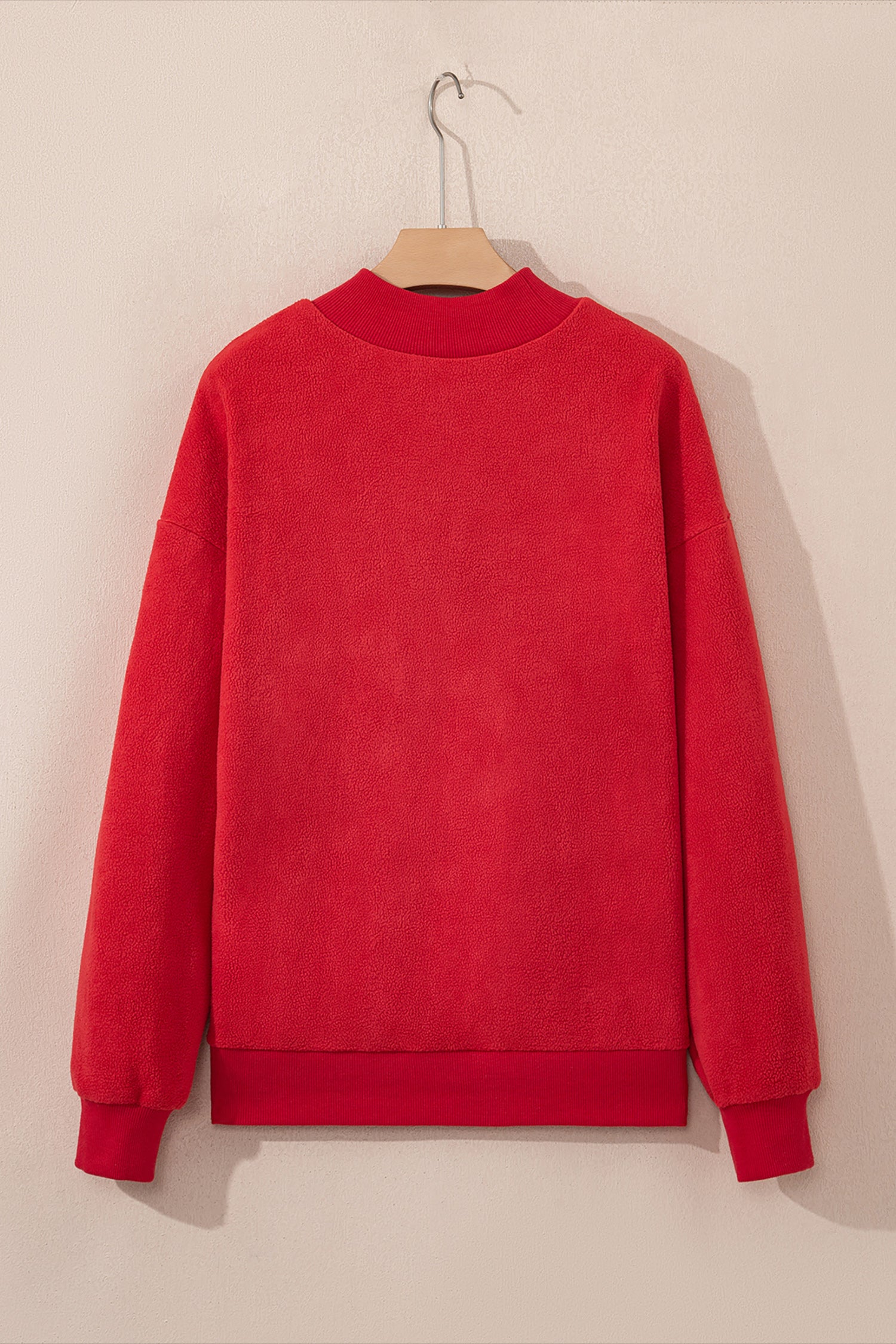 Apricot Oversize Drop Shoulder Reversible Mock Neck Sweatshirt