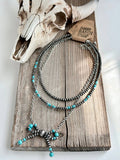 3 Layered Western Coquette Bow Navajo Pearl Choker Necklace