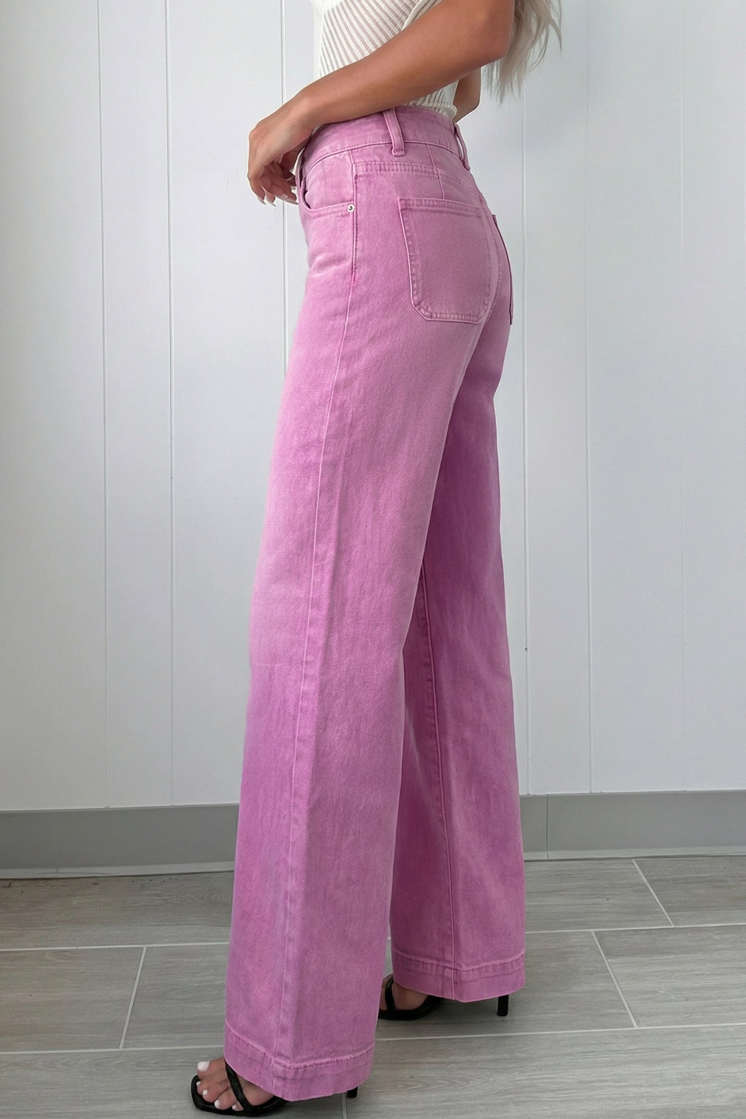 Black 2-Button High Waist Flared Bottom Jeans