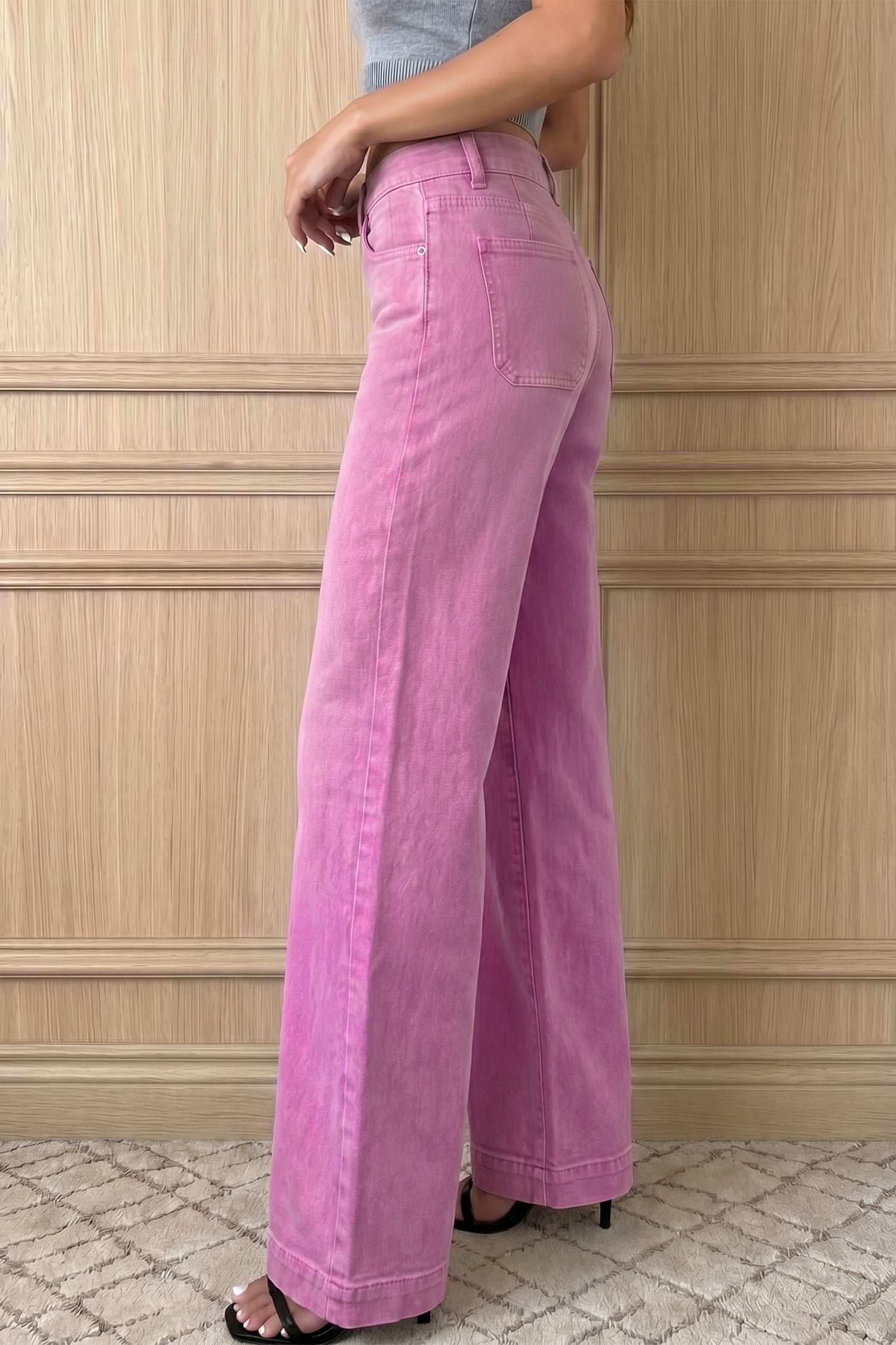 Black 2-Button High Waist Flared Bottom Jeans