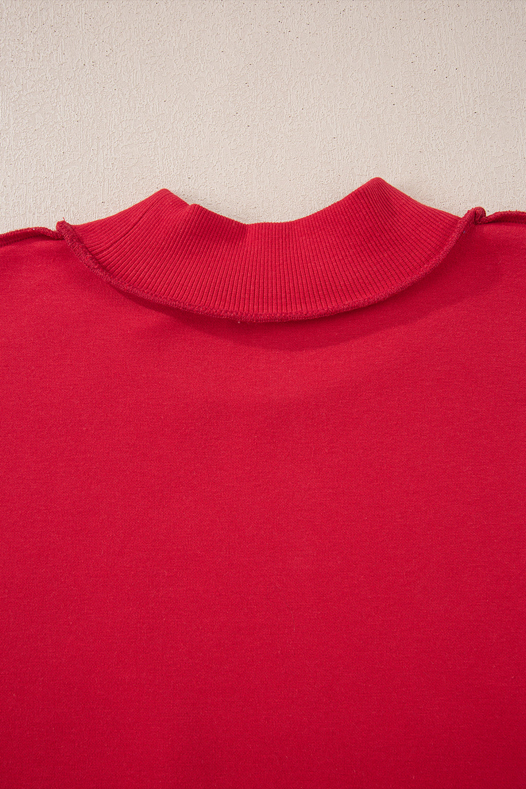 Apricot Oversize Drop Shoulder Reversible Mock Neck Sweatshirt