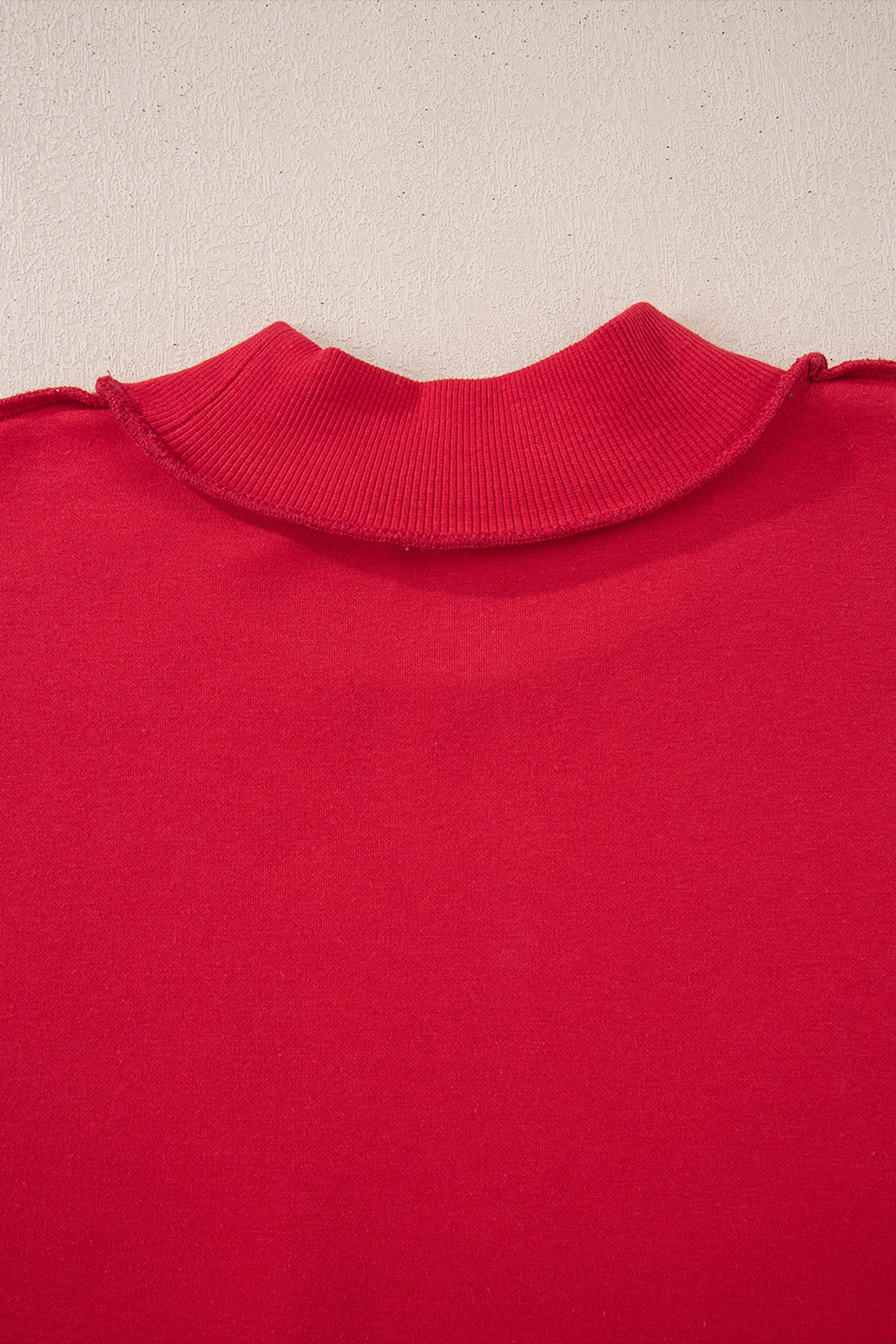 Apricot Oversize Drop Shoulder Reversible Mock Neck Sweatshirt