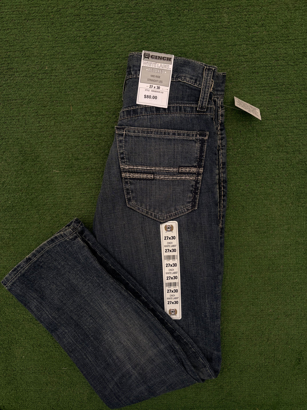 Cinch Men's White Label Stretch Mid Rise Relaxed Fit Straight Leg Jean - Medium Stonewash