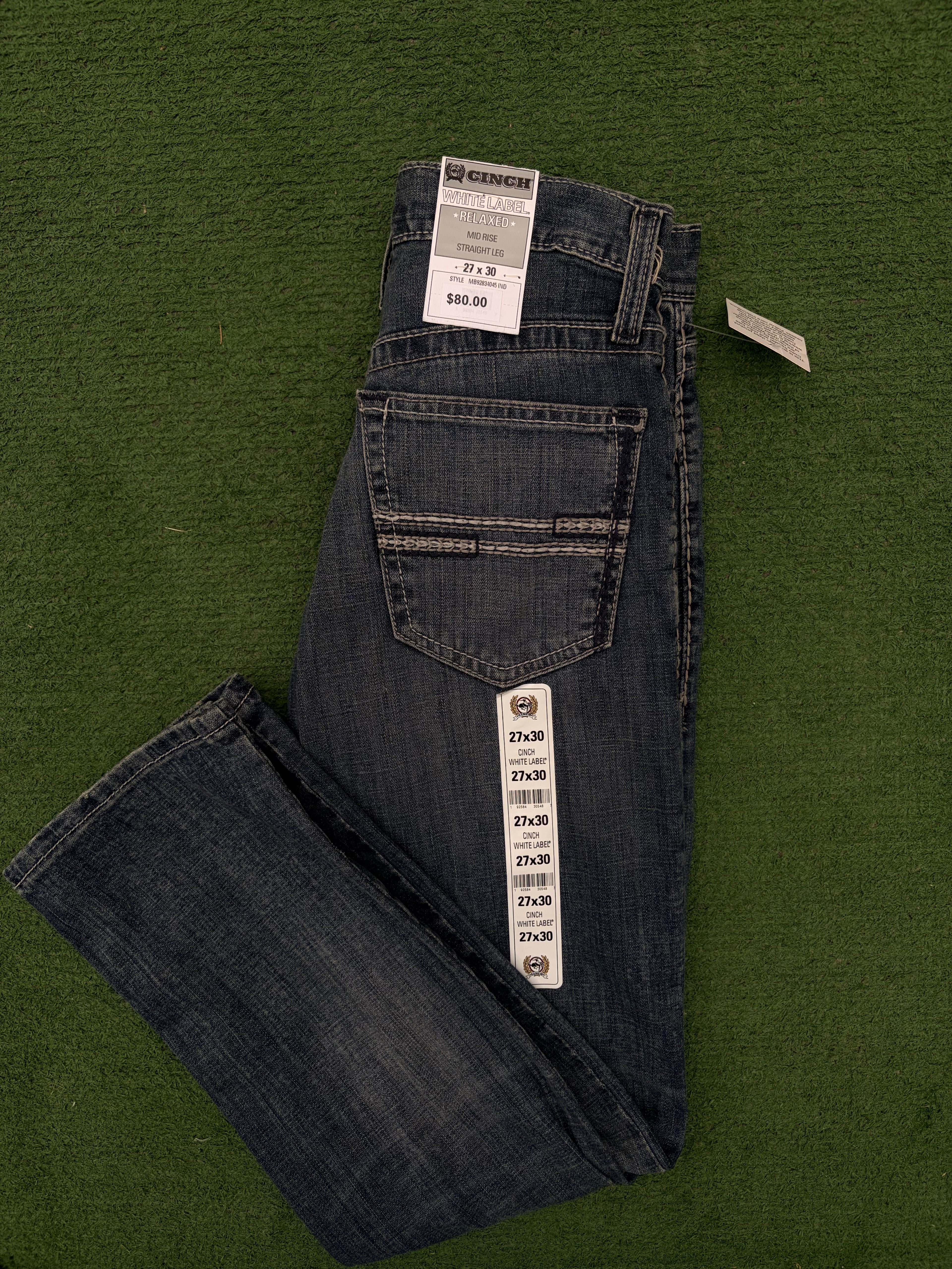 Cinch Men's White Label Stretch Mid Rise Relaxed Fit Straight Leg Jean - Medium Stonewash