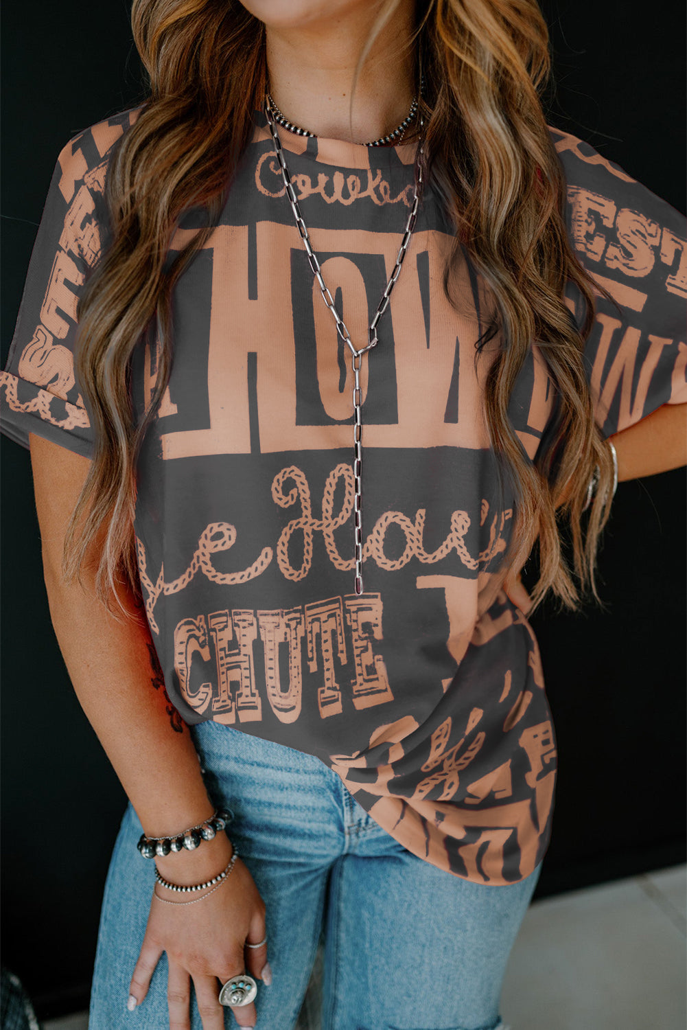 Green Howdy Cowboy Letter Printed Western Fashion Tee