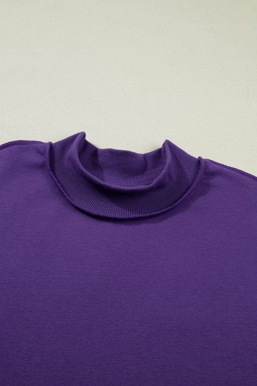 Apricot Oversize Drop Shoulder Reversible Mock Neck Sweatshirt