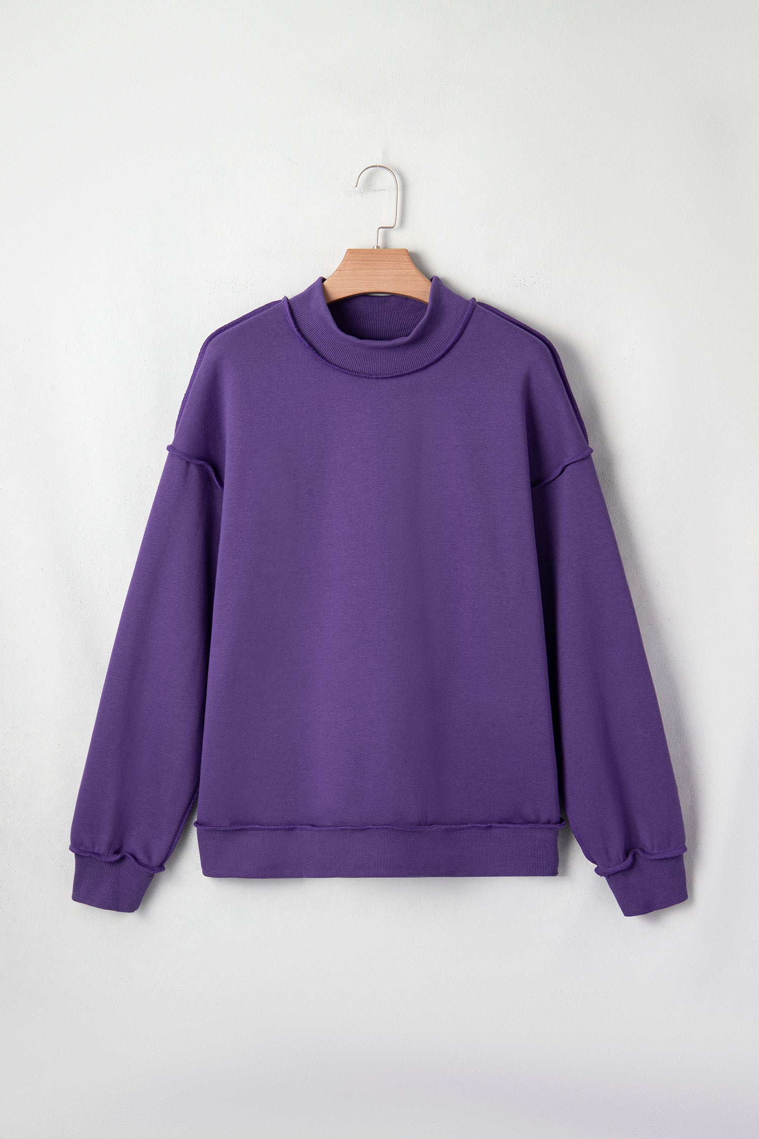 Apricot Oversize Drop Shoulder Reversible Mock Neck Sweatshirt