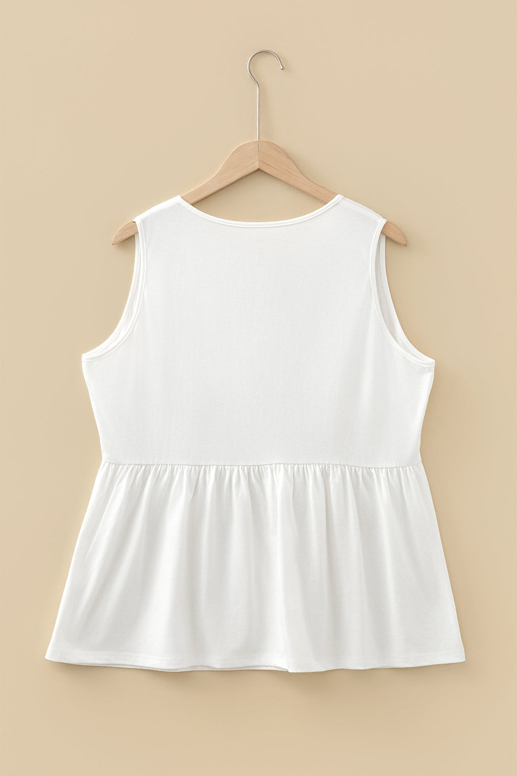 Coffee Plus Size Solid Color Bow Tie Peplum Tank Top