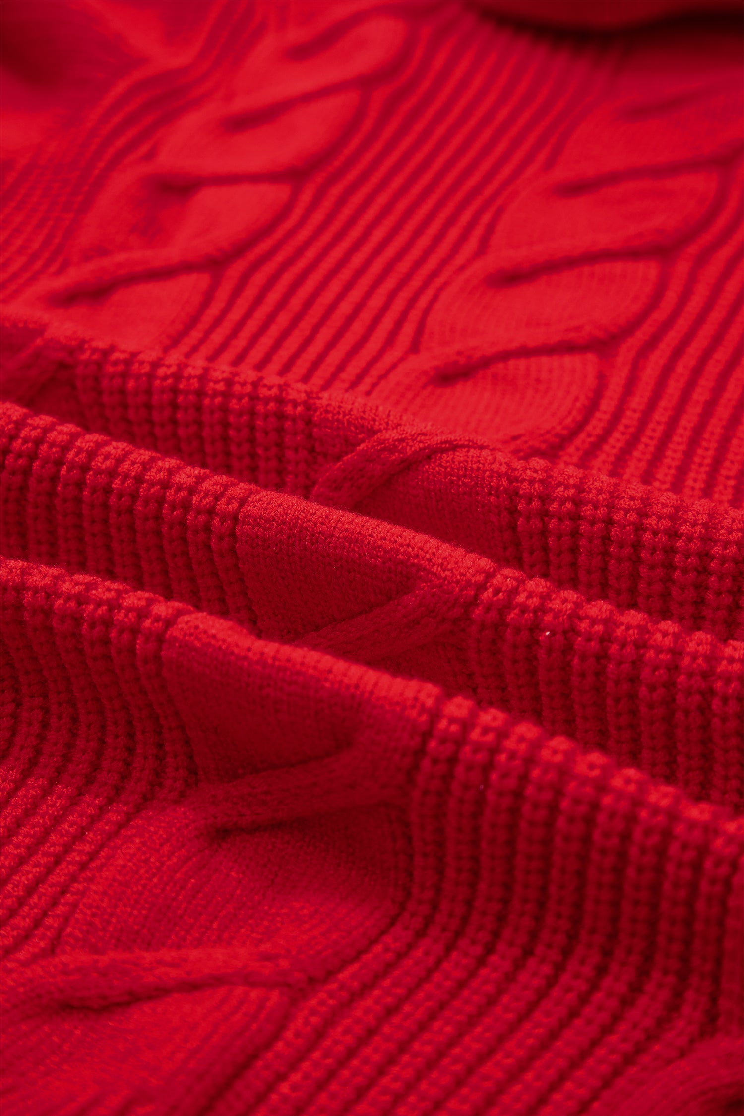 Jet Stream Cable Knit Turtleneck Ruffled Short Sleeve Sweater