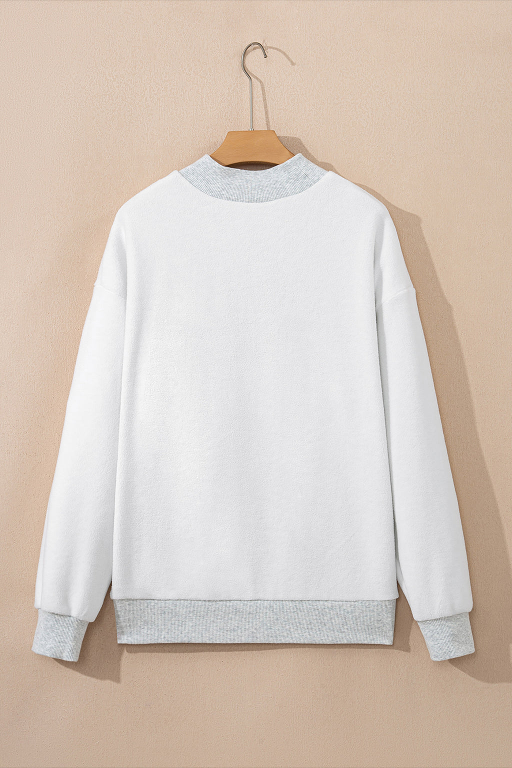 Apricot Oversize Drop Shoulder Reversible Mock Neck Sweatshirt