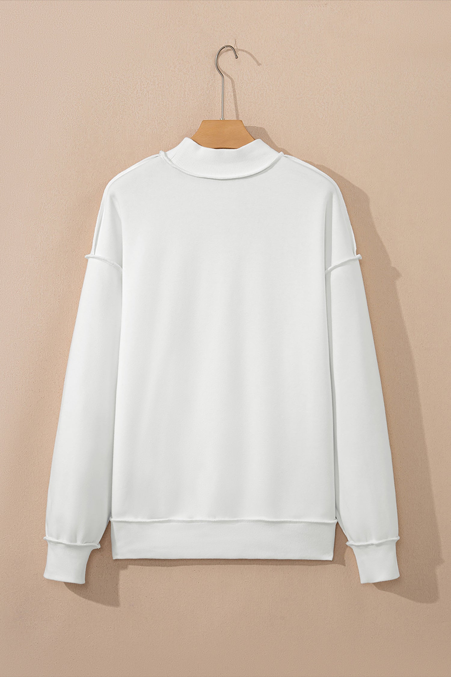 Apricot Oversize Drop Shoulder Reversible Mock Neck Sweatshirt