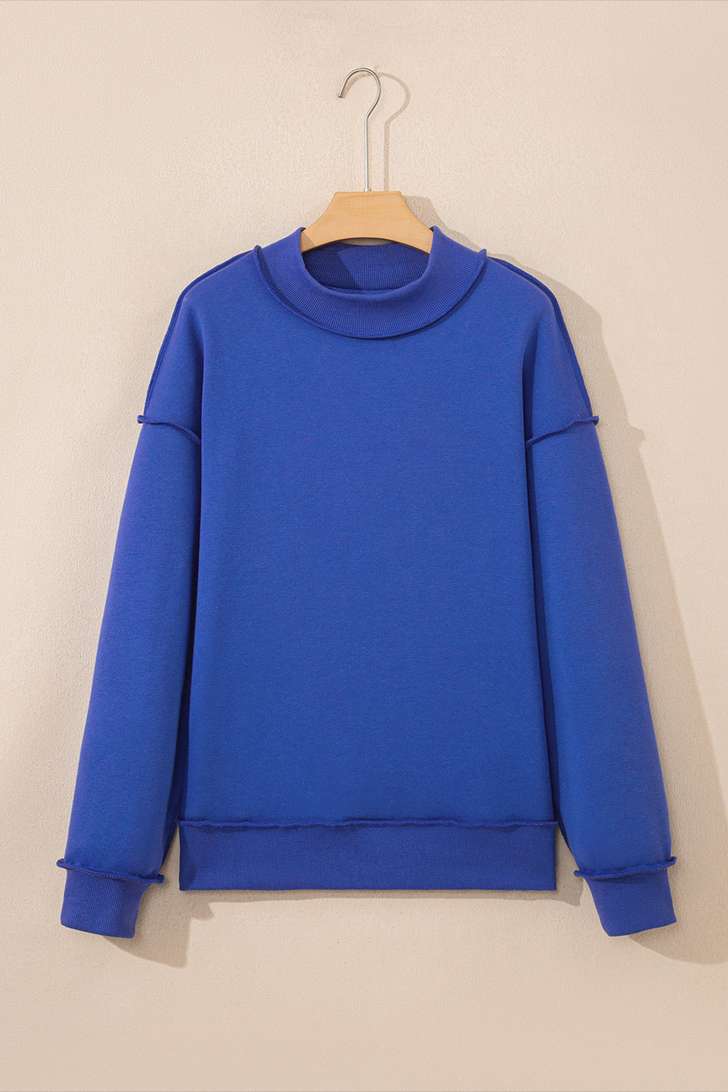 Apricot Oversize Drop Shoulder Reversible Mock Neck Sweatshirt