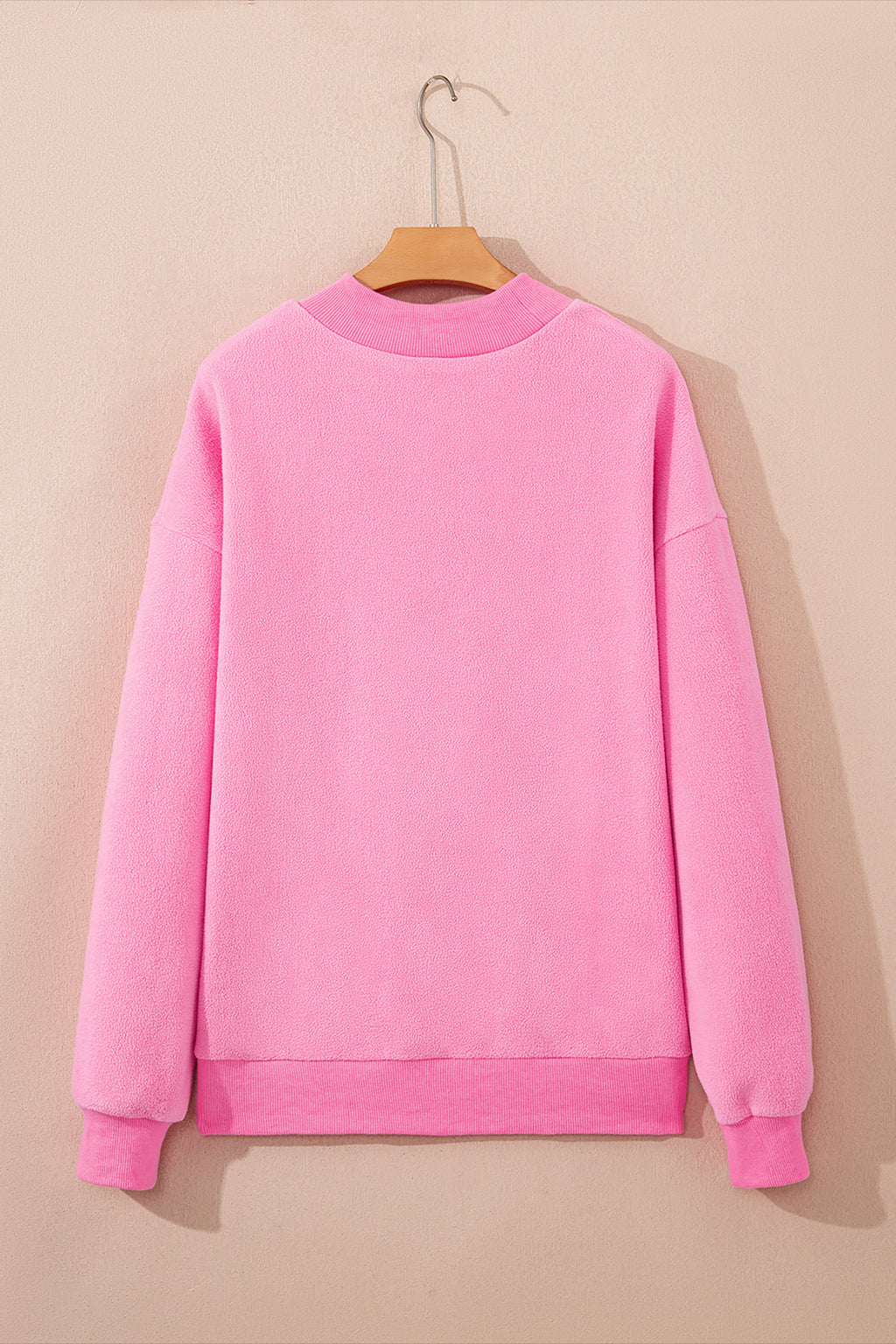 Apricot Oversize Drop Shoulder Reversible Mock Neck Sweatshirt