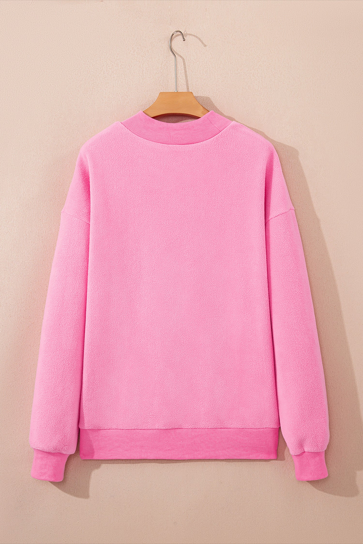 Apricot Oversize Drop Shoulder Reversible Mock Neck Sweatshirt