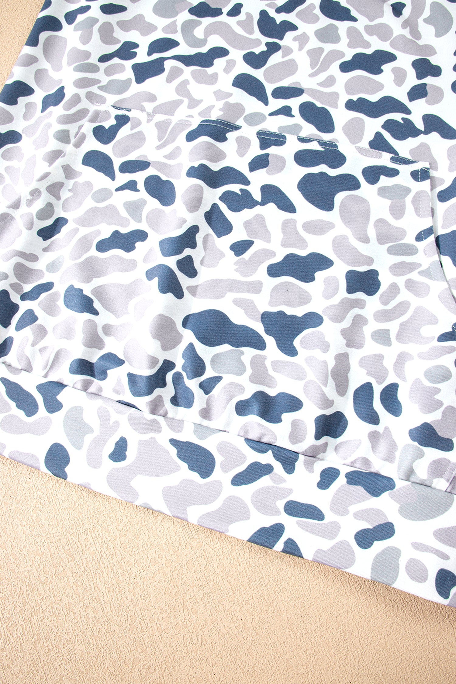 Multicolour Plus Camouflage Print Quarter Zip Kangaroo Pocket Pullover Sweatshirt