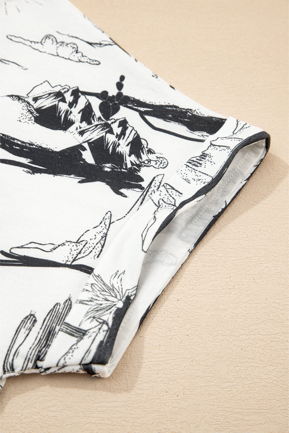 Brown Desert Sand Print Short Sleeve Knit Top