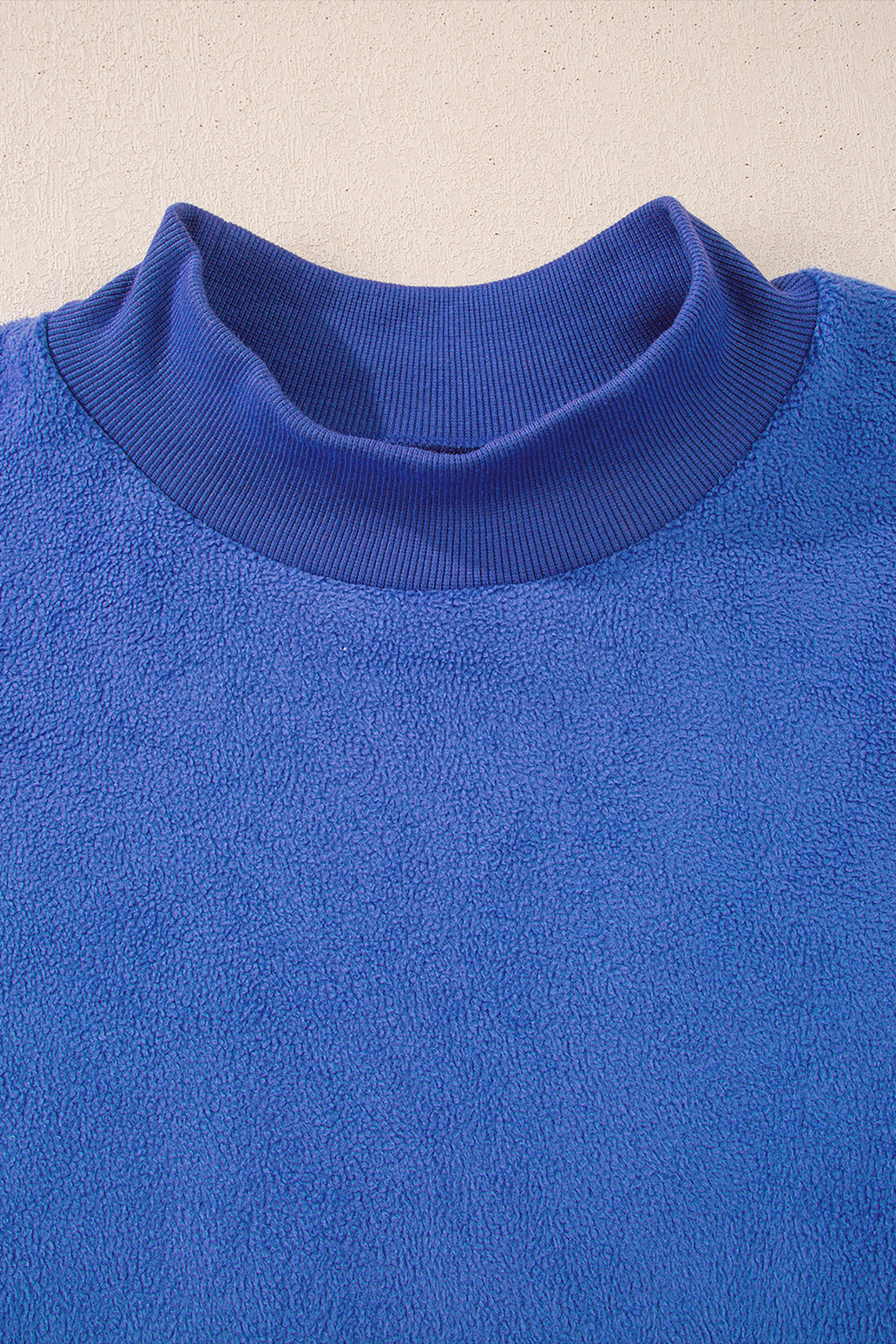 Apricot Oversize Drop Shoulder Reversible Mock Neck Sweatshirt