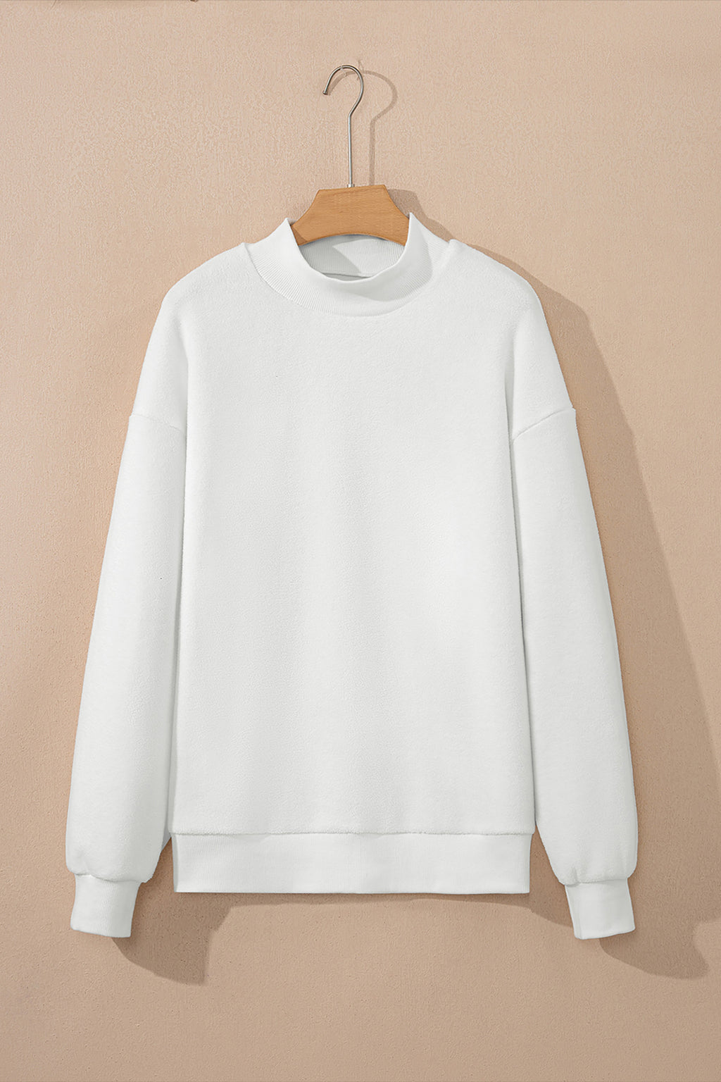 Apricot Oversize Drop Shoulder Reversible Mock Neck Sweatshirt