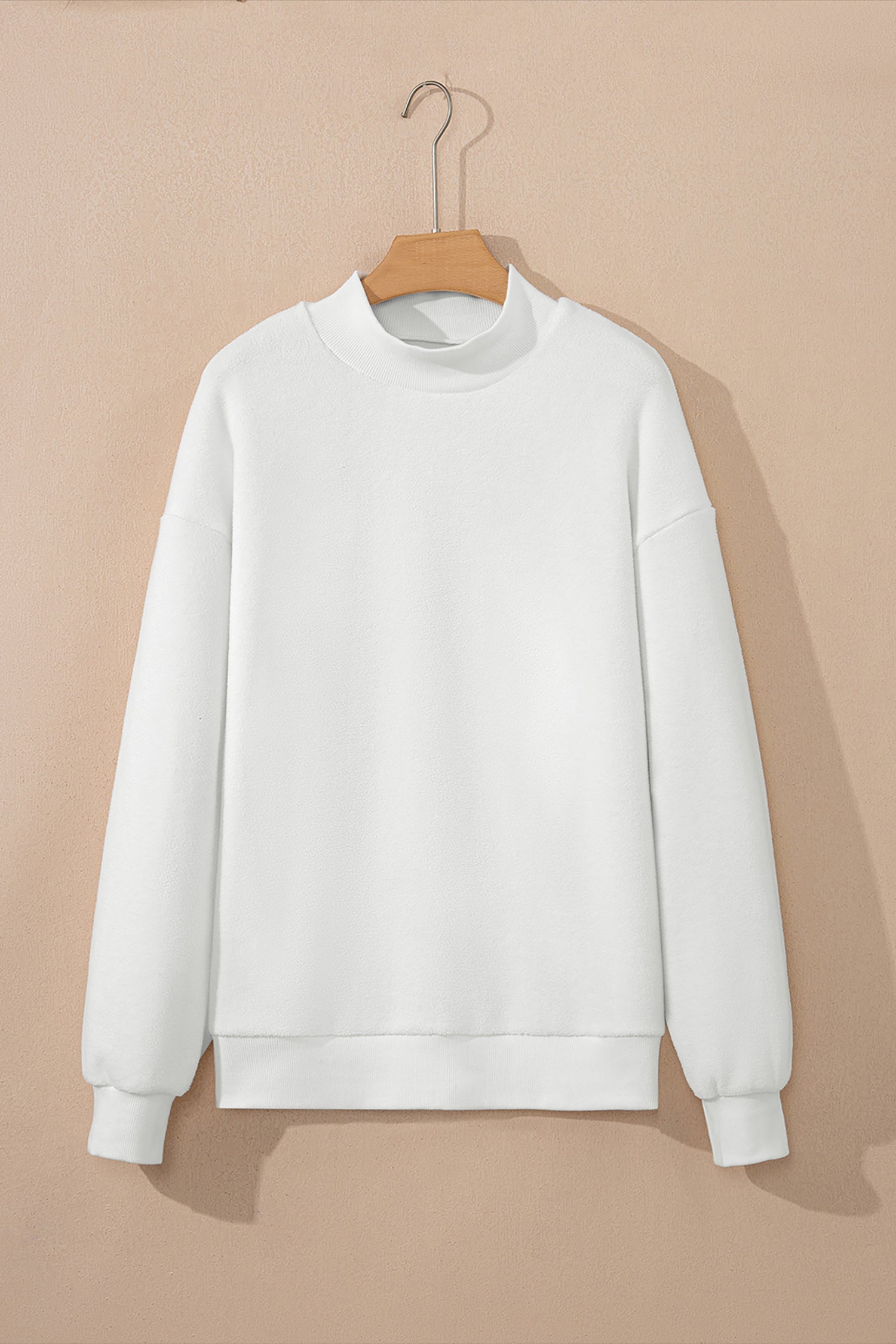 Apricot Oversize Drop Shoulder Reversible Mock Neck Sweatshirt