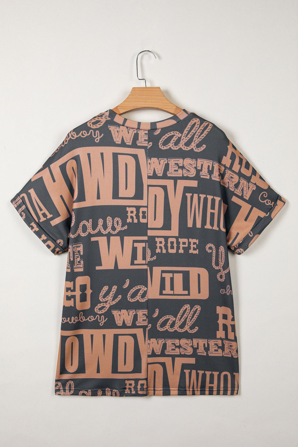 Green Howdy Cowboy Letter Printed Western Fashion Tee