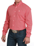 Cinch Mens Long Sleeve Geometric Print Shirt Red