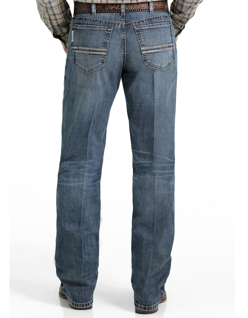 Cinch Men's White Label Stretch Mid Rise Relaxed Fit Straight Leg Jean - Medium Stonewash
