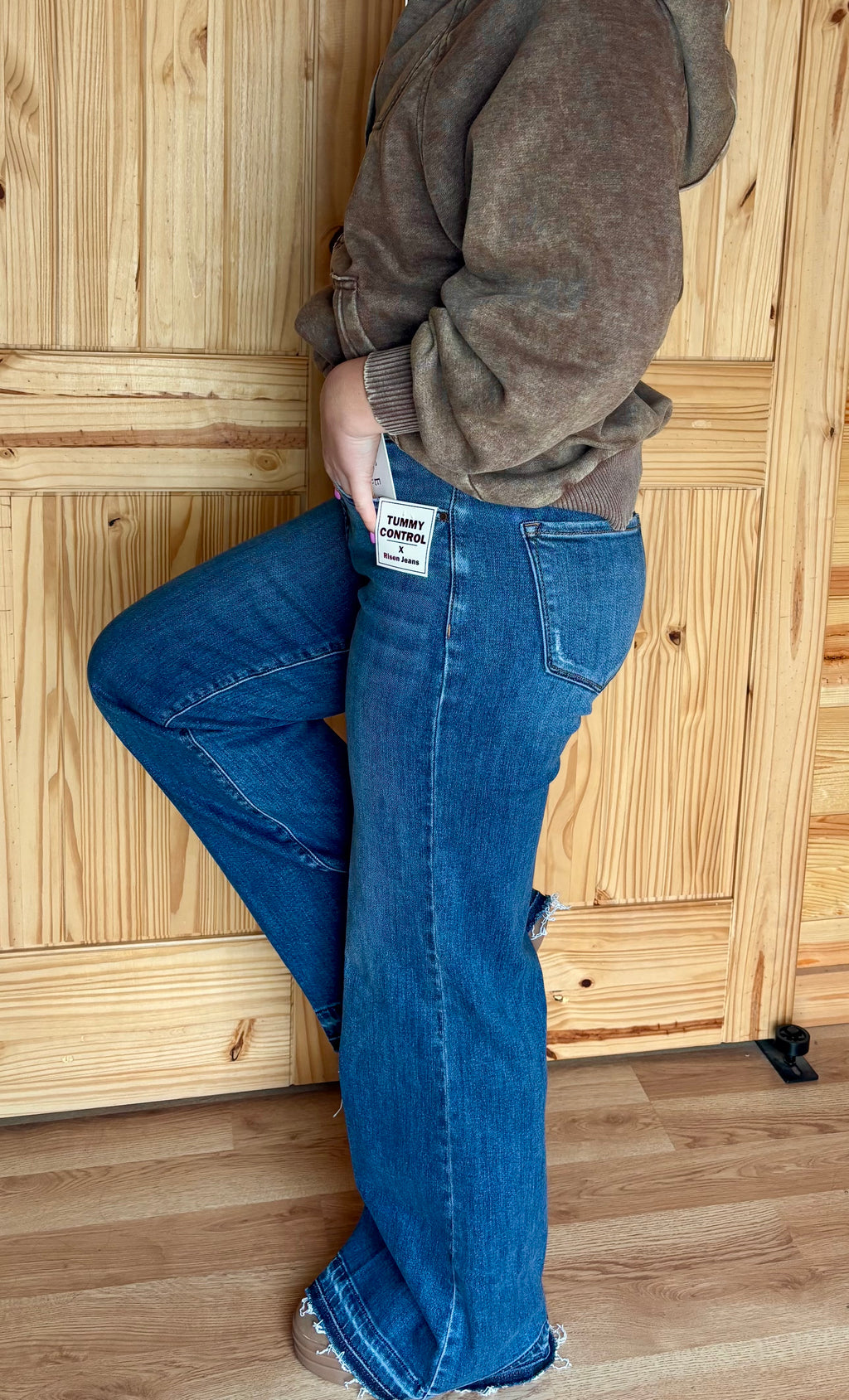 Risen HIGH RISE WIDE LEG JEANS WITH RELEASED HEM (Tummy Control)