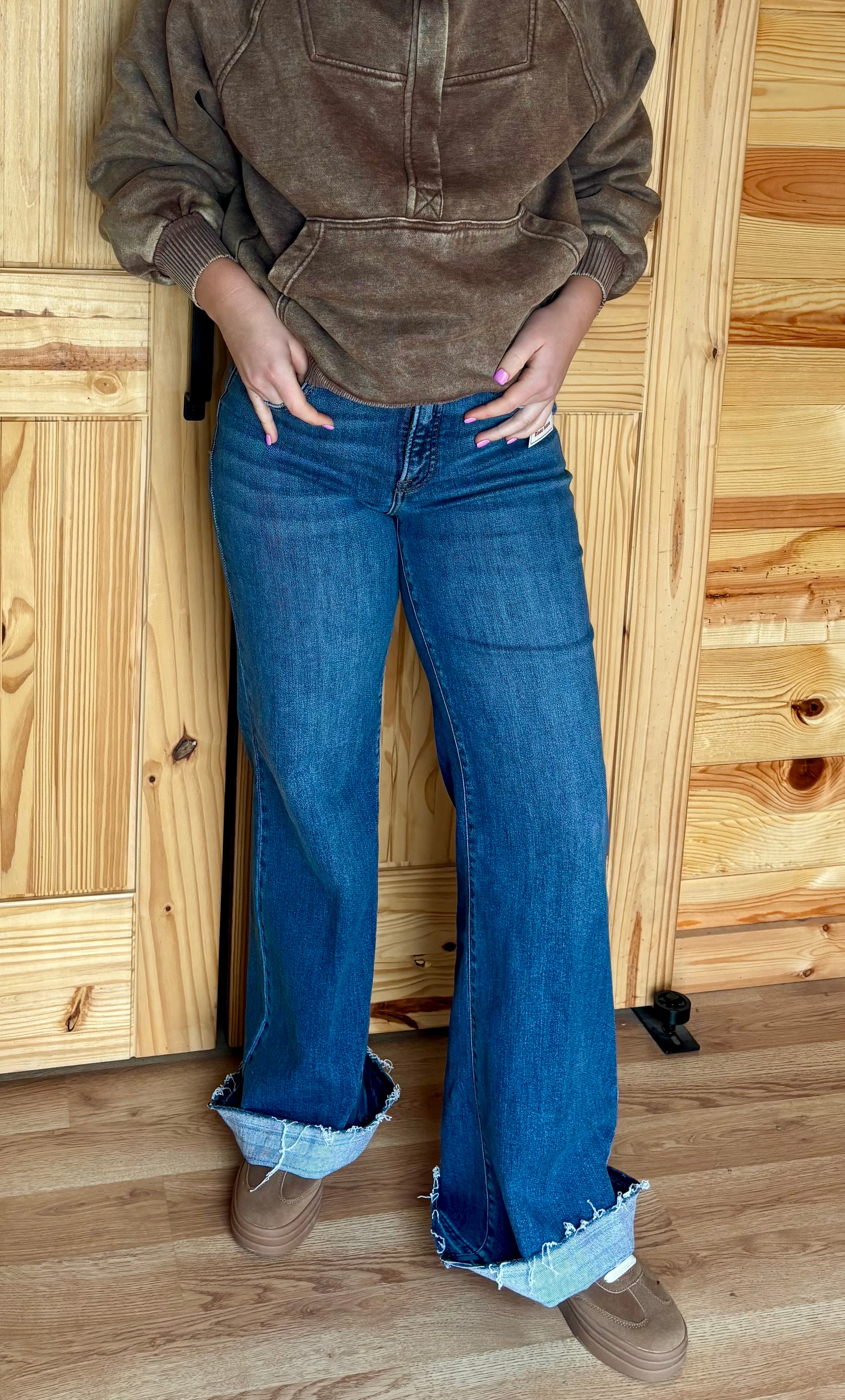 Risen HIGH RISE WIDE LEG JEANS WITH RELEASED HEM (Tummy Control)