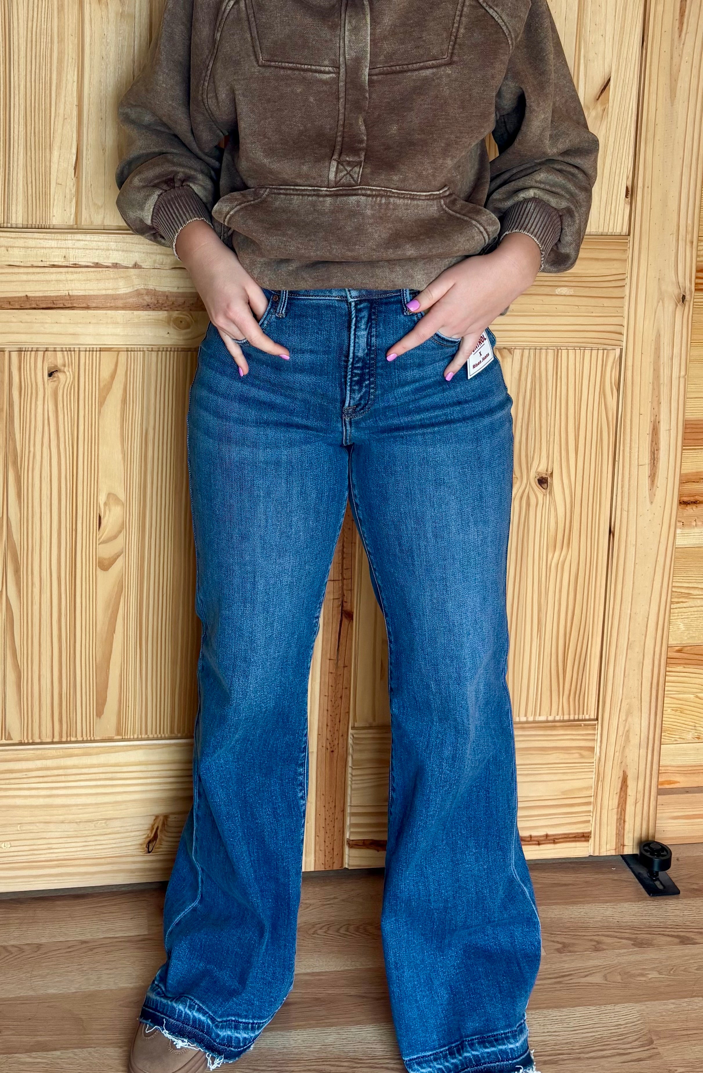 Risen HIGH RISE WIDE LEG JEANS WITH RELEASED HEM (Tummy Control)