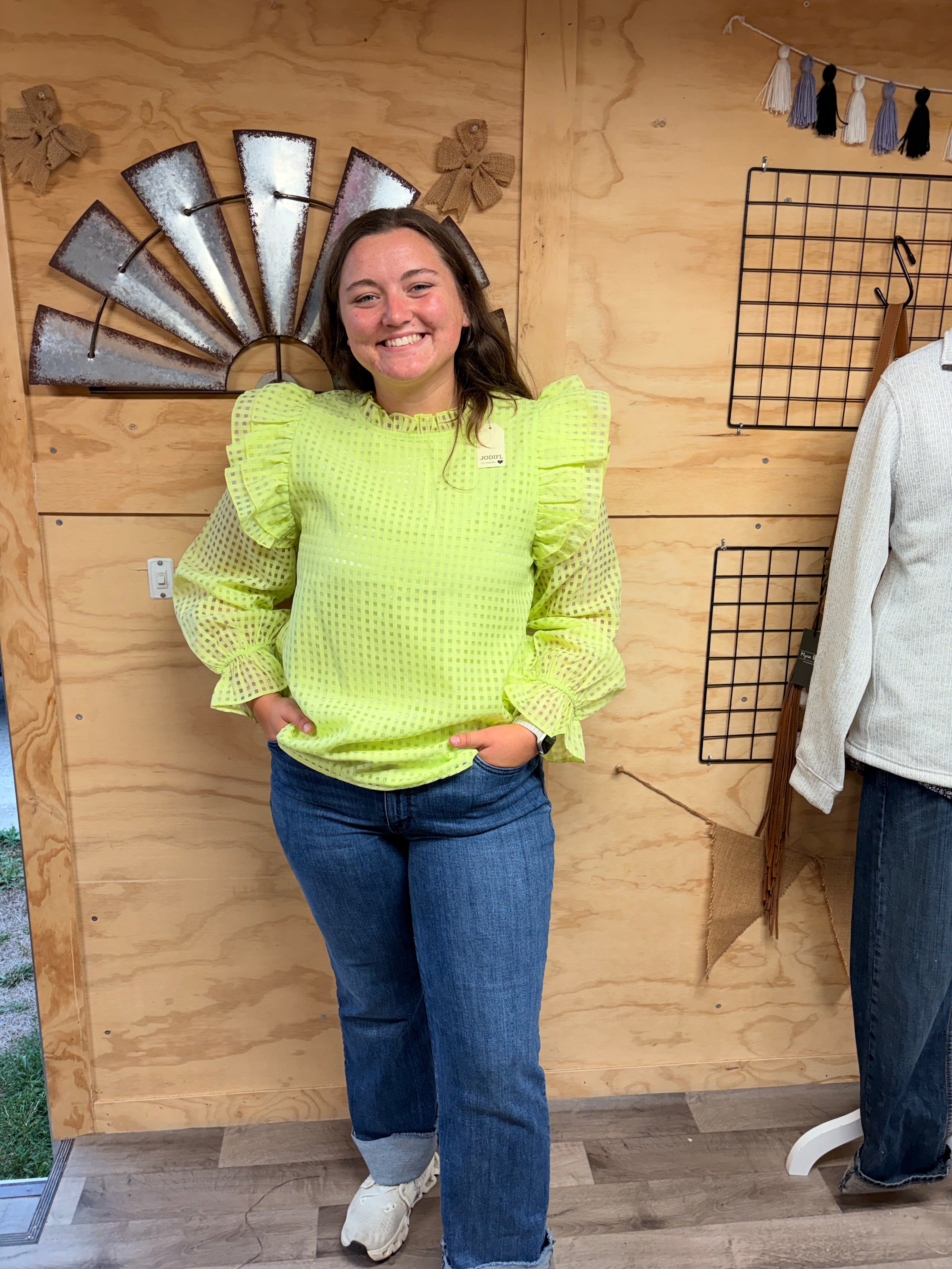 Lime Light Ruffle Top