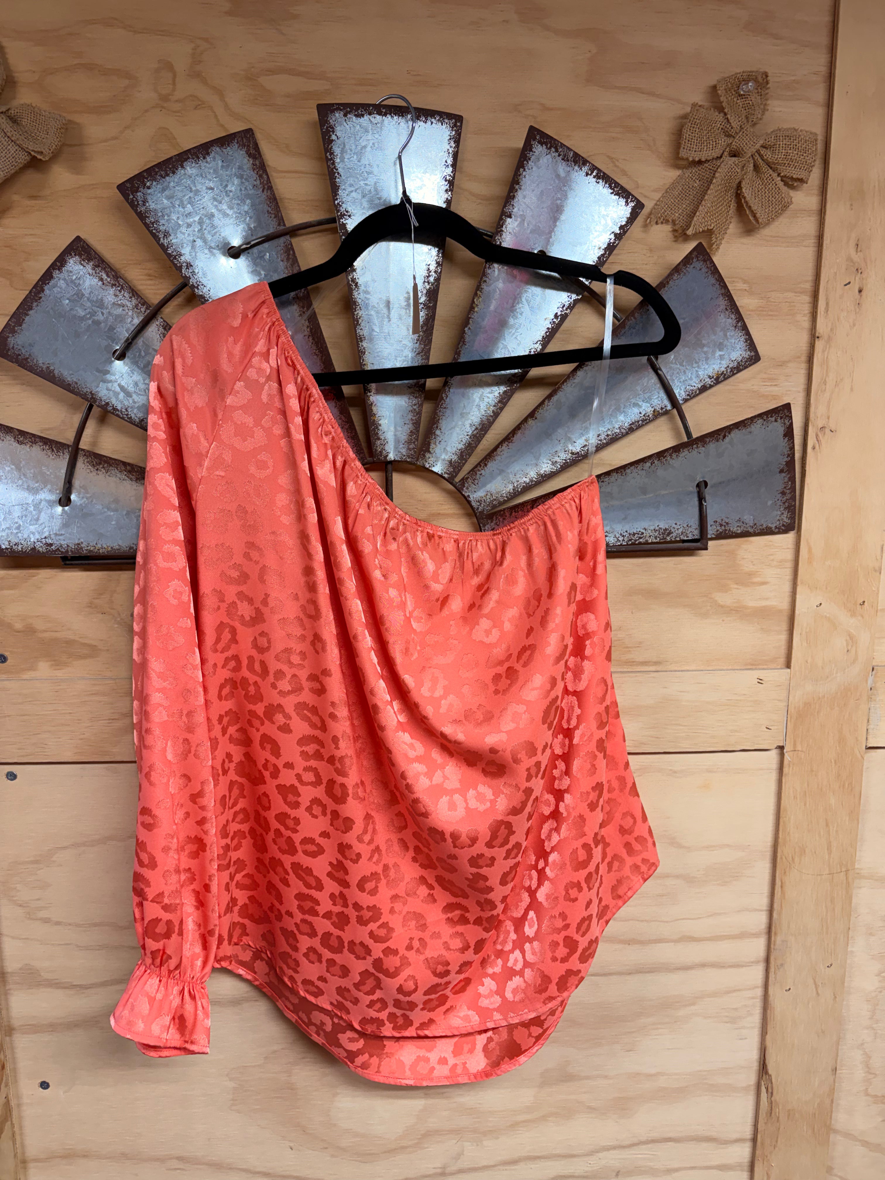 Coral One-Shoulder Top