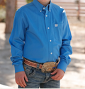 Boy's Solid Button-Down Western Shirt BLU