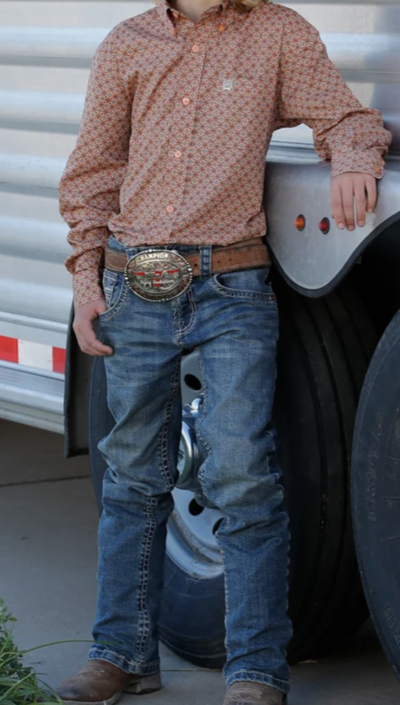 Boy's Button-Down Western Shirt COR