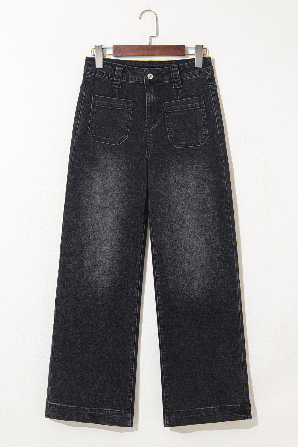 Sail Blue Wide Leg Pocketed High Waist Jeans