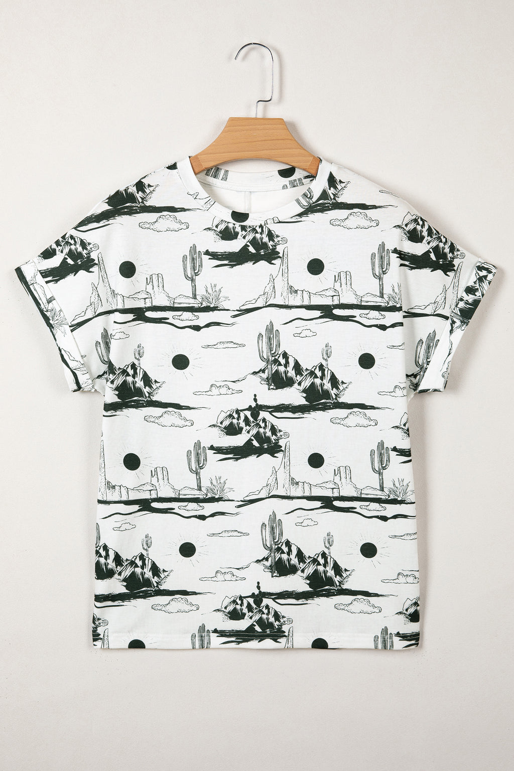 Brown Desert Sand Print Short Sleeve Knit Top