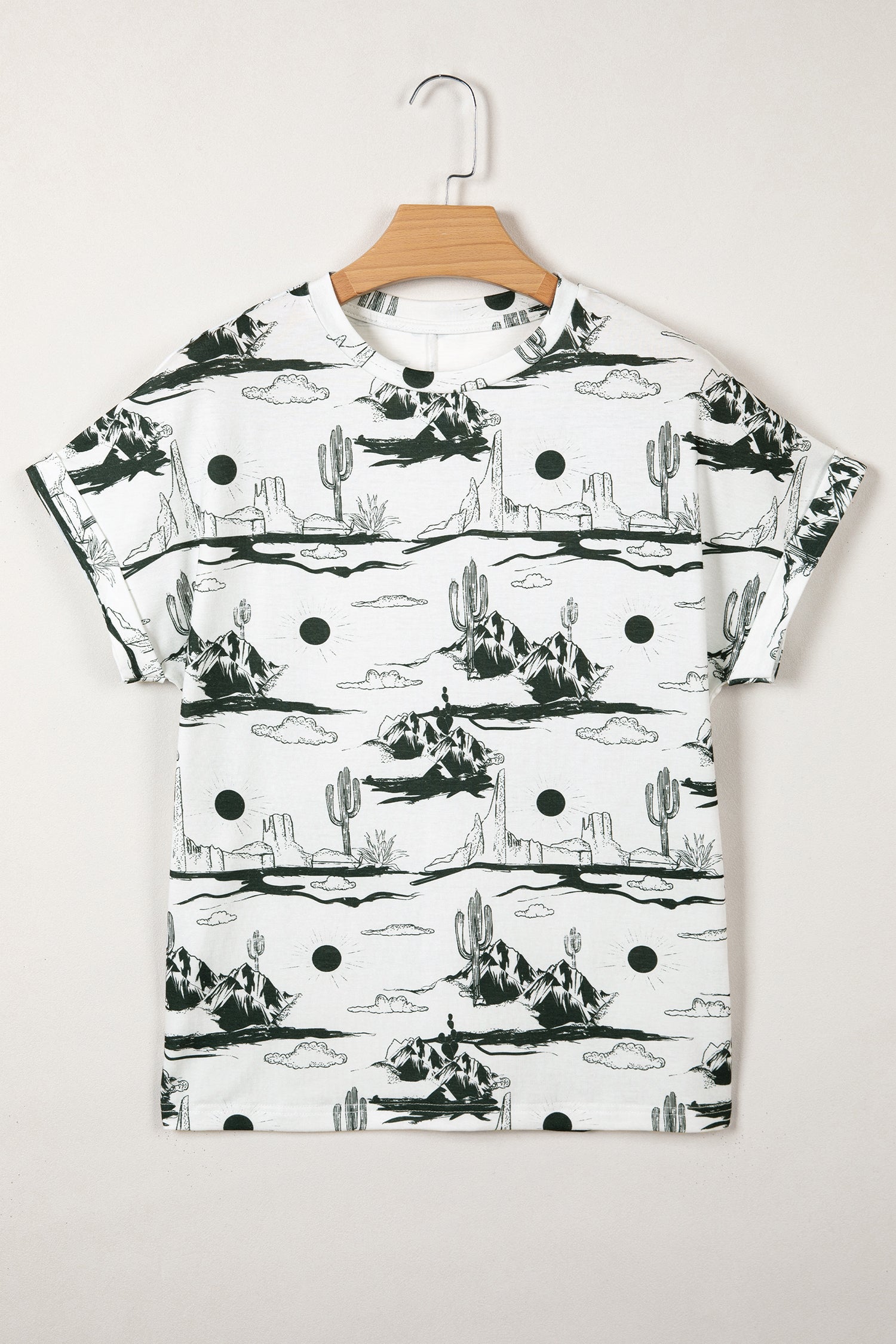 Brown Desert Sand Print Short Sleeve Knit Top