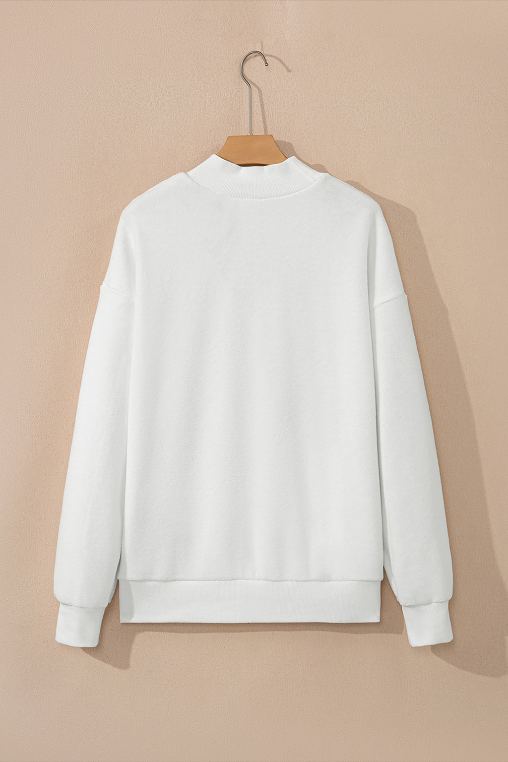 Apricot Oversize Drop Shoulder Reversible Mock Neck Sweatshirt