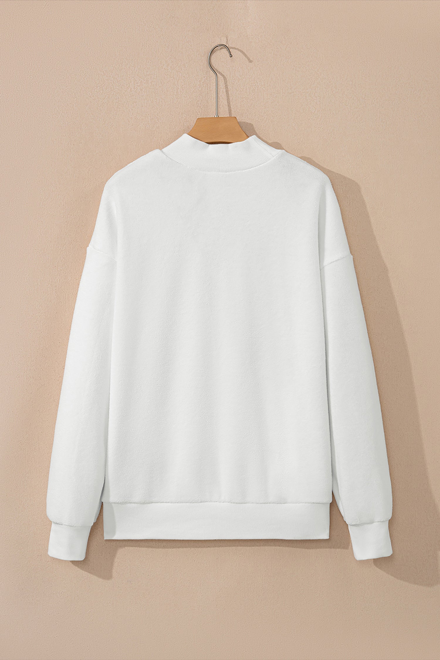 Apricot Oversize Drop Shoulder Reversible Mock Neck Sweatshirt