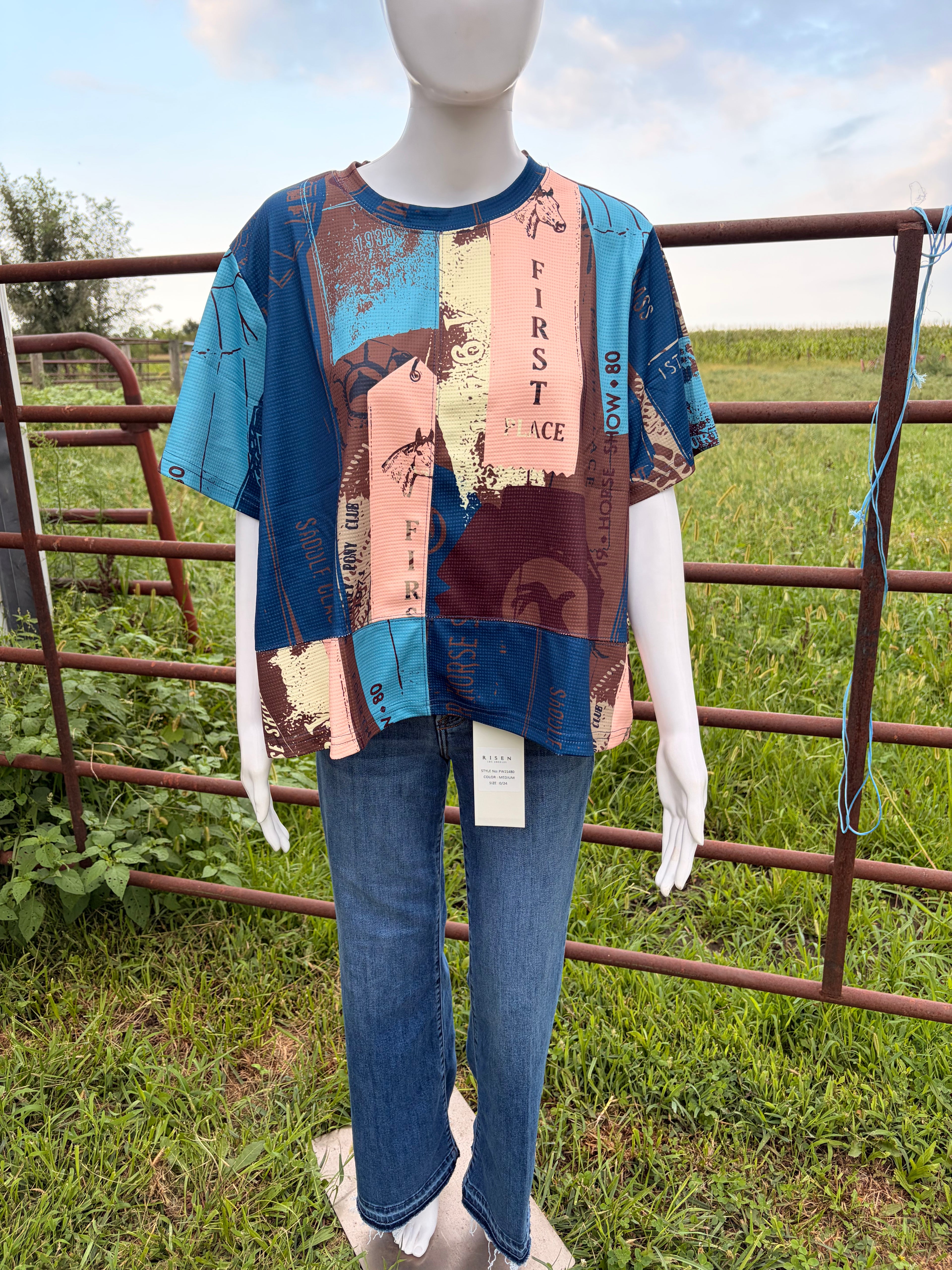 Blue Ribbon Rodeo Graphic Top