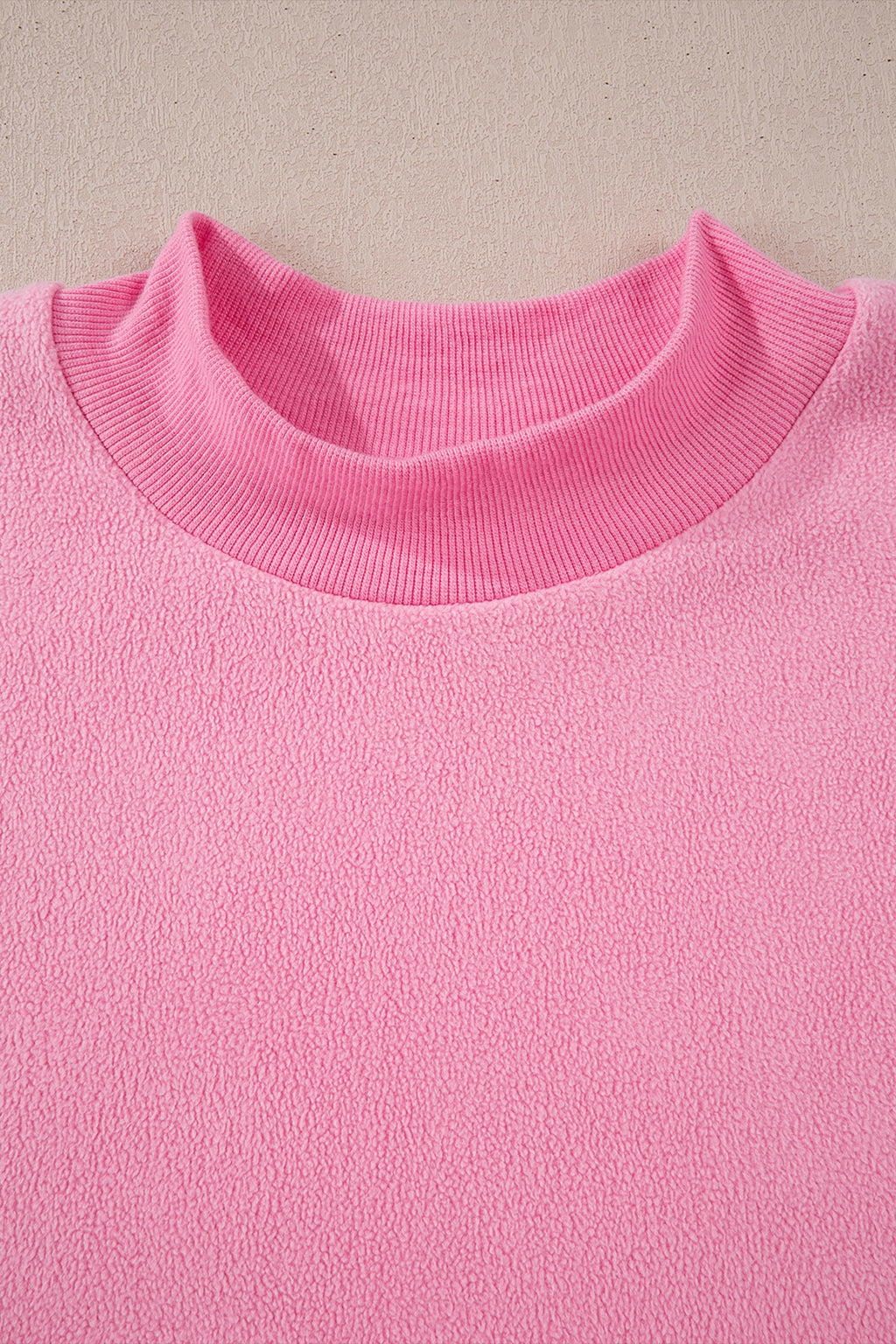 Apricot Oversize Drop Shoulder Reversible Mock Neck Sweatshirt