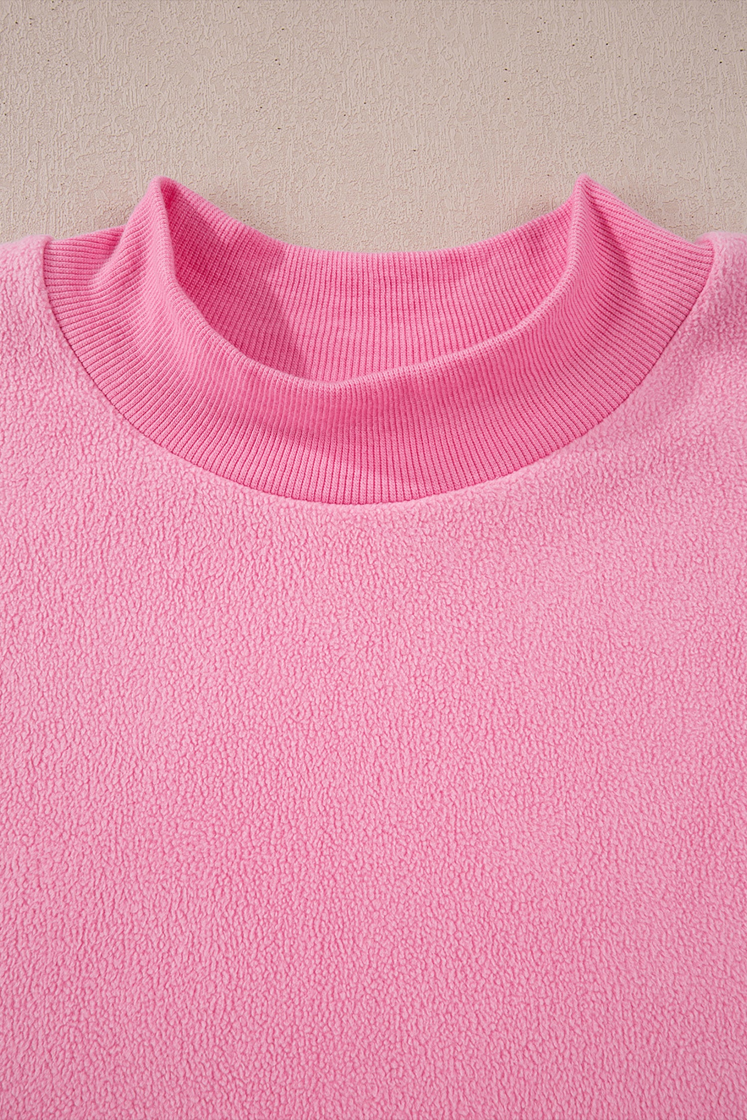Apricot Oversize Drop Shoulder Reversible Mock Neck Sweatshirt