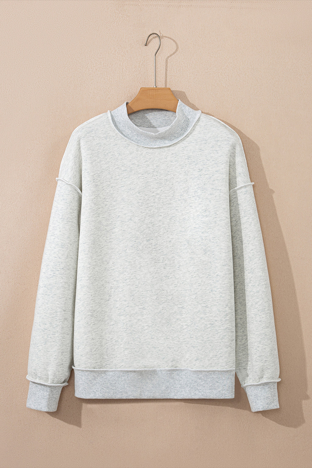 Apricot Oversize Drop Shoulder Reversible Mock Neck Sweatshirt