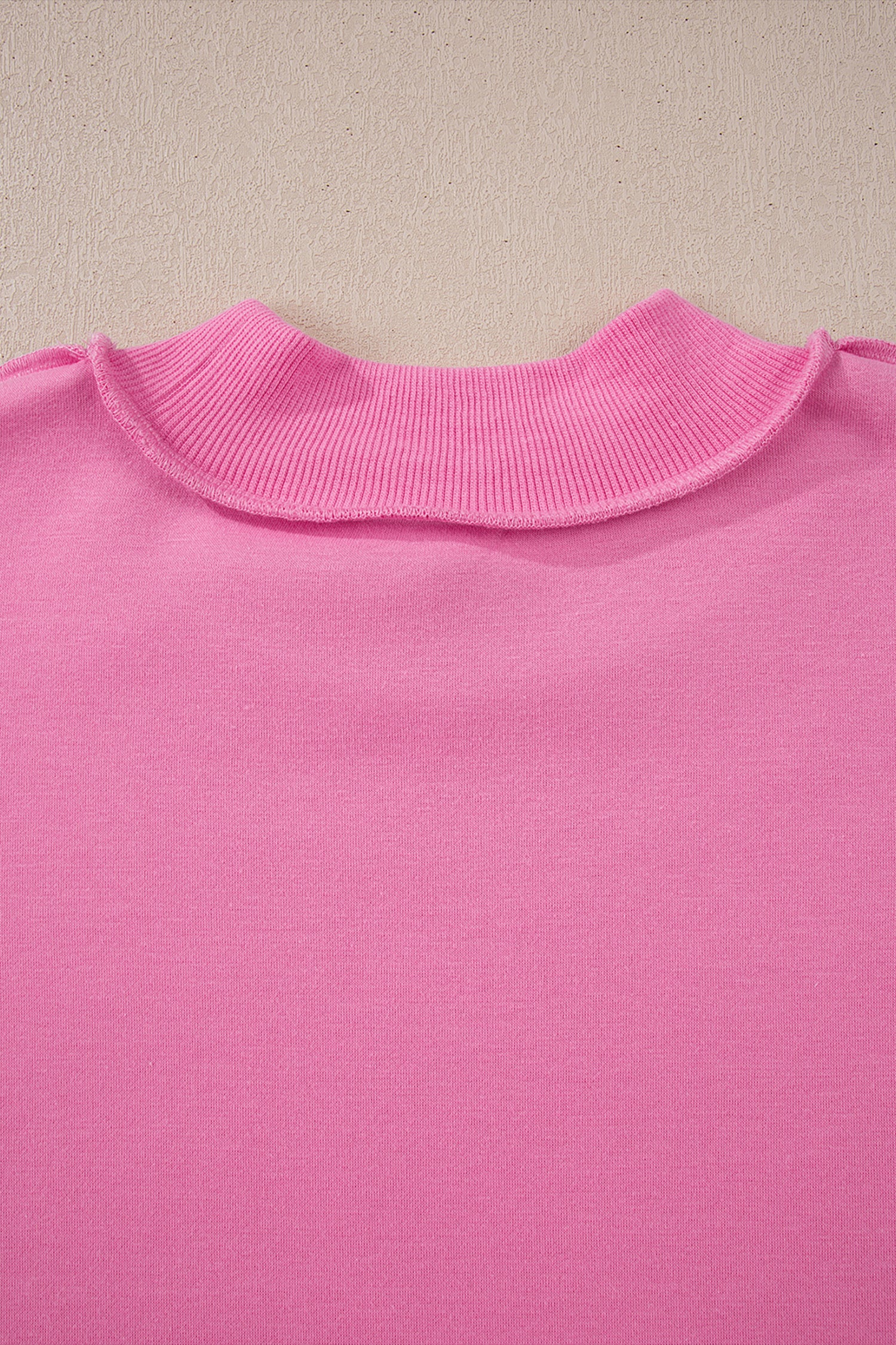 Apricot Oversize Drop Shoulder Reversible Mock Neck Sweatshirt
