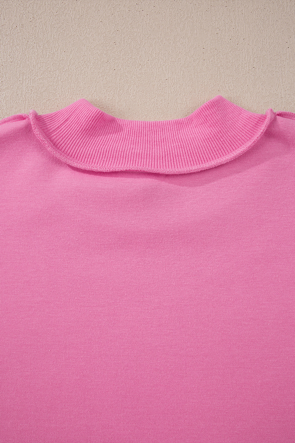 Apricot Oversize Drop Shoulder Reversible Mock Neck Sweatshirt
