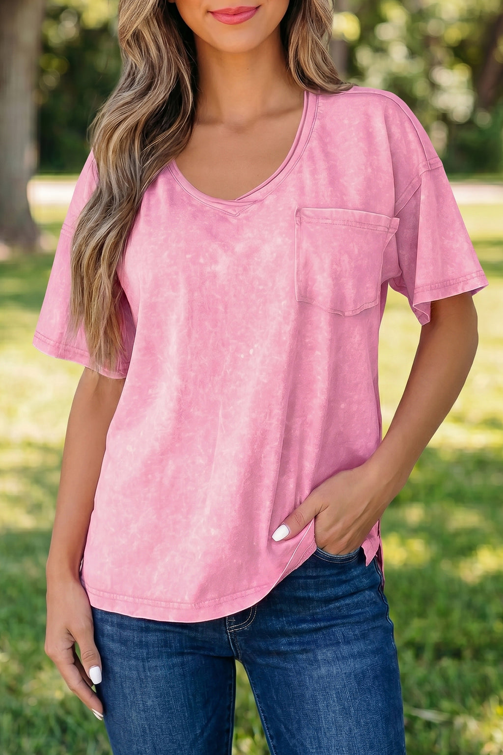 Mint Green Cotton Mineral Wash T Shirt