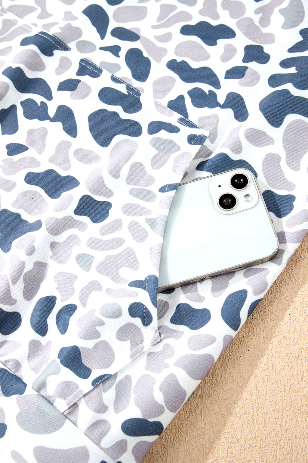 Multicolour Plus Camouflage Print Quarter Zip Kangaroo Pocket Pullover Sweatshirt