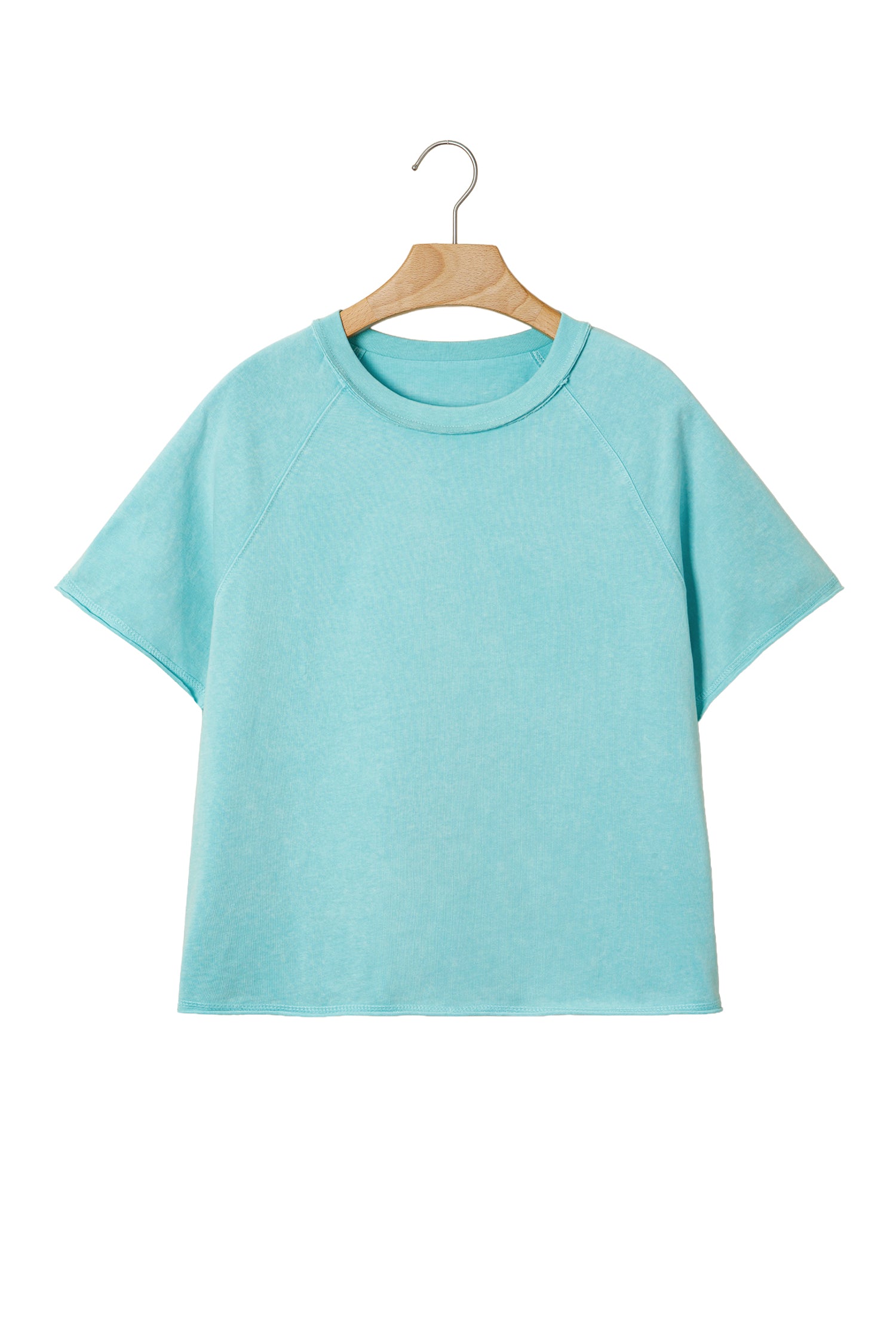 Mint Green Mineral Wash Raglan Sleeve Boxy Fit Cropped Tee